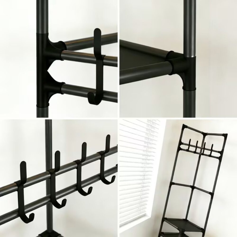 Multi-Functional Corner Hanger with Shoe Rack Hook & Sturdy Carbon Frame - Picture 3 of 3